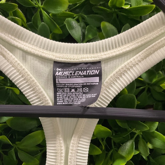 Muscle Nation Ribbed Tank Top Light Green Size Large - Picture 4 of 4